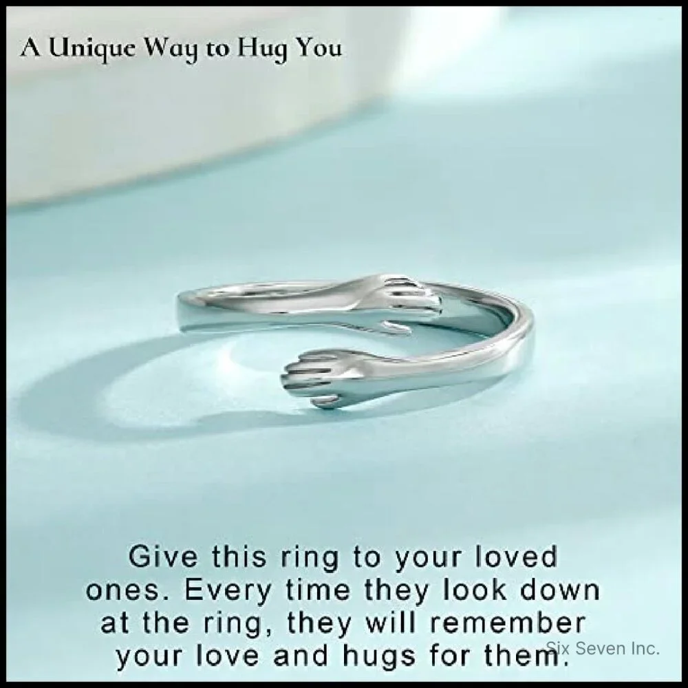 Sterling Silver Hug Ring Adjustable Minimal Chic Gift for Women Girls
